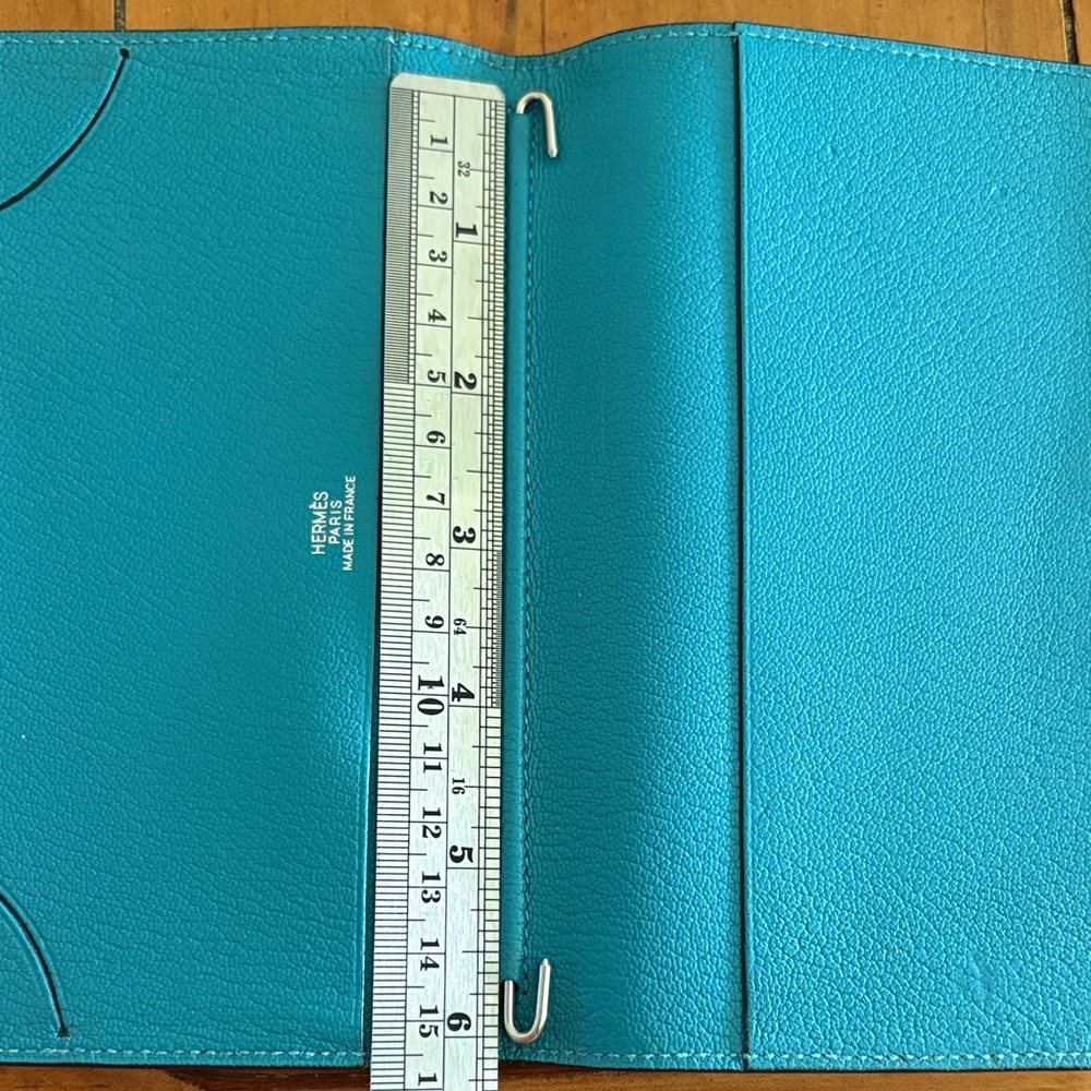 Hermès Chevre Mysore Leather Vision Agenda Cover Teal with Address Book VGUC - Picture 15 of 16